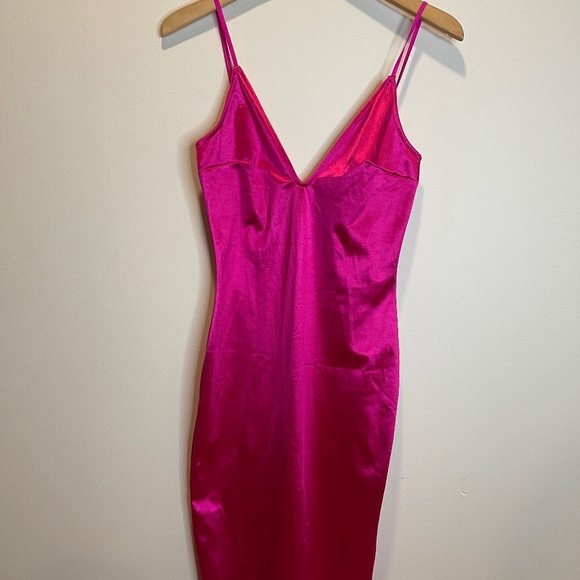 Blanc, neon pink bodycon dress, size large - Picture 1 of 4